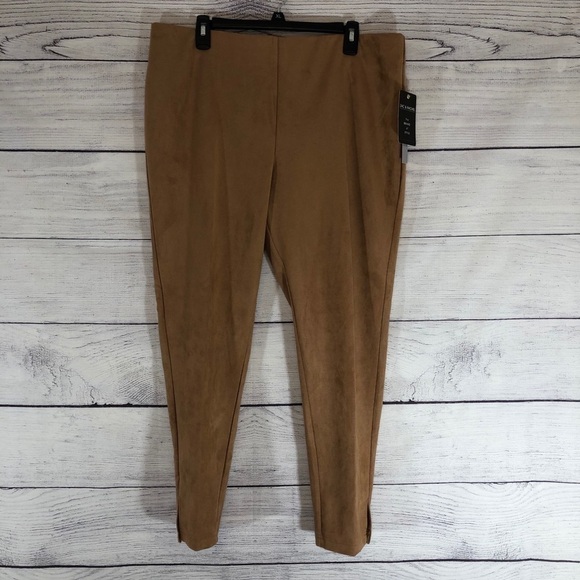 NWT Zac & Rachel Suede Tan Slim Ankle Pant Sz XL - Picture 3 of 7